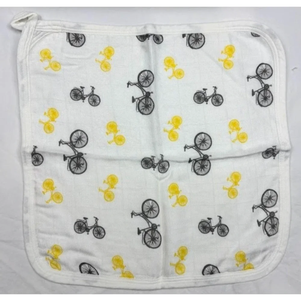 Baby Hooded Bath Towel Bamboo Washcloth 3 Bib Lot Bicycle Unisex Rayon Soft‎ Lot
